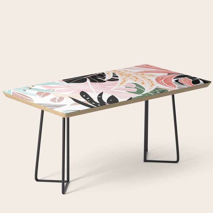Veronica, Tropical Eclectic Bold Monstera Palm Illustration Nature Modern Colorful Jungle Coffee Table
