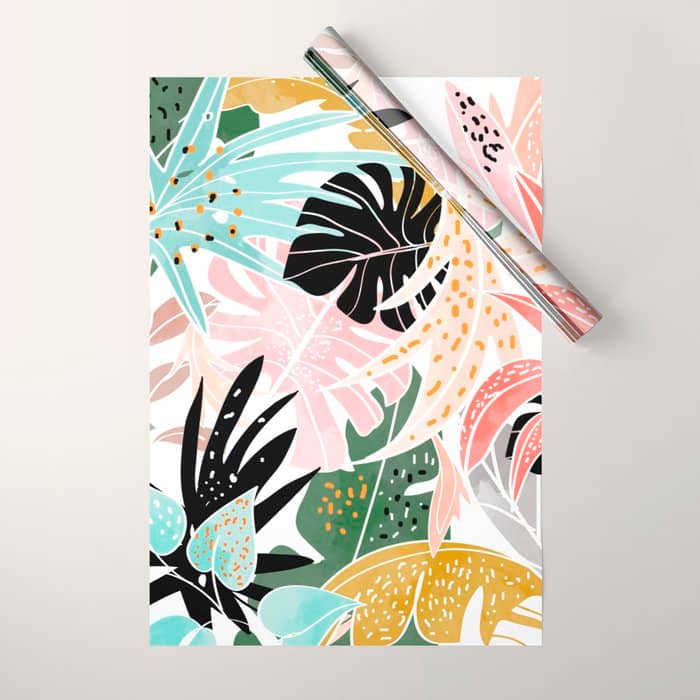 Veronica, Tropical Eclectic Bold Monstera Palm Illustration Nature Modern Colorful Jungle Wrapping Paper