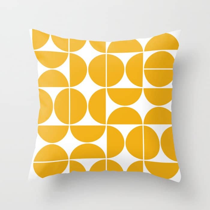 Mid Century Modern Geometric 04 Yellow Throw Pillow