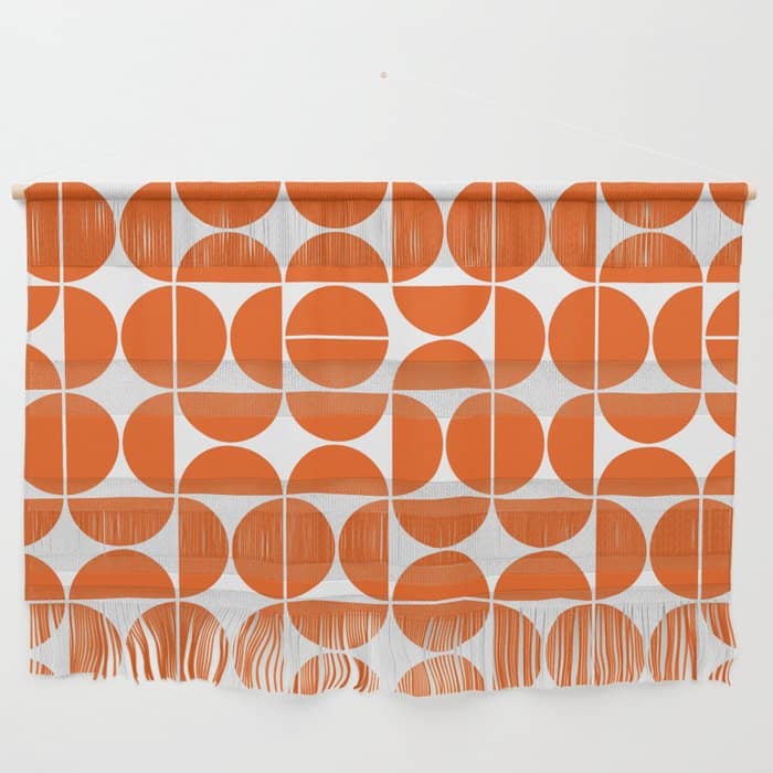 Mid Century Modern Geometric 04 Orange Wall Hanging