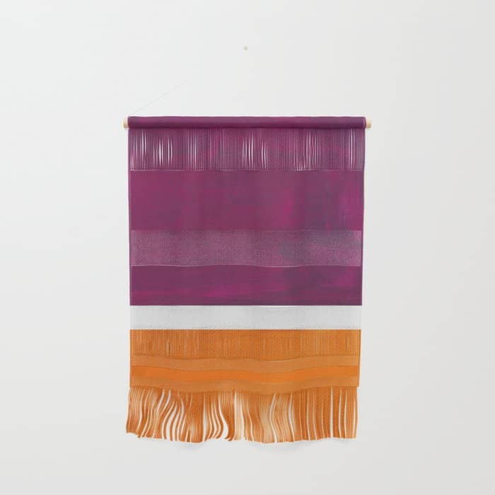 Purple Wine Yellow Ochremid Century Modern Abstract Minimalist Rothko Color Field Squares Wall Hanging