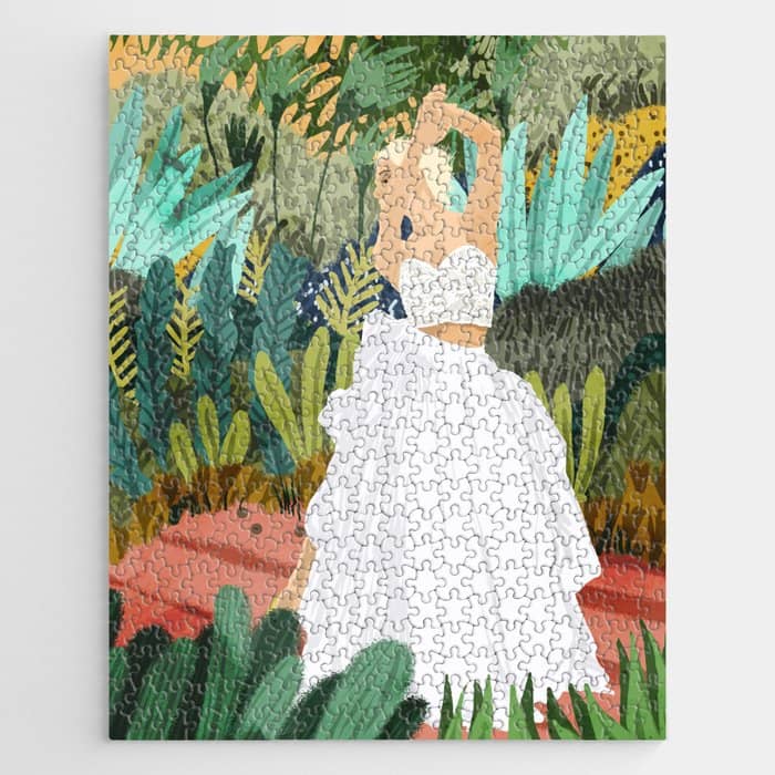 Forest Bride | Jungle Wedding Painting | Travel Solo | Blonde Woman Dancing Joy Jigsaw Puzzle