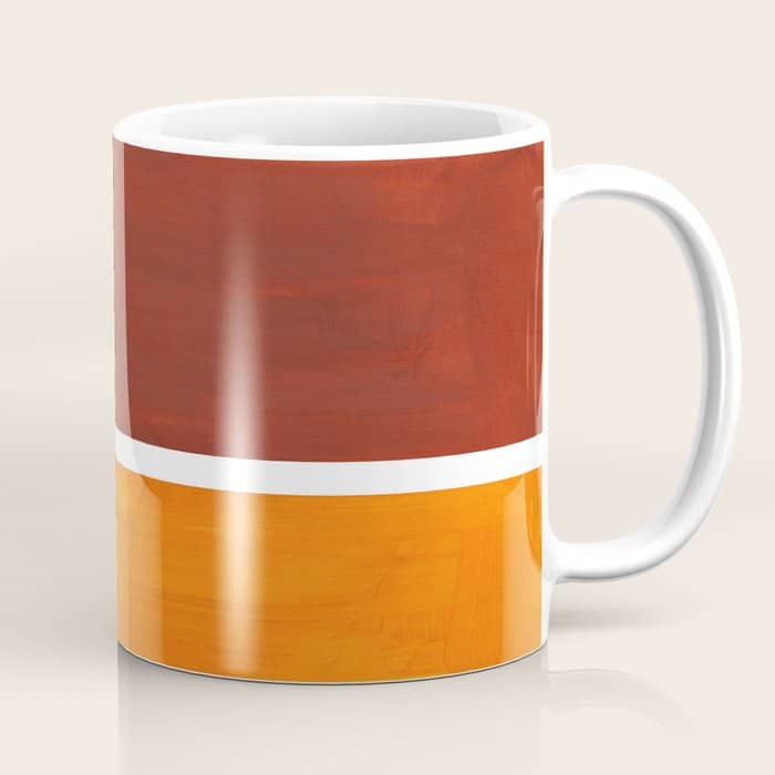 Burnt Sienna Yellow Ochre Rothko Minimalist Mid Century Abstract Color Field Squares Coffee Mug
