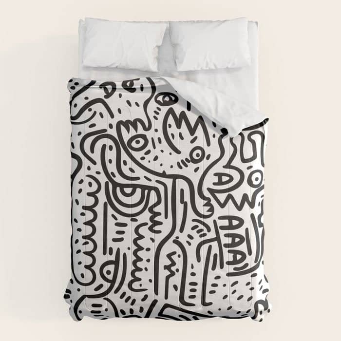Street Art Graffiti Love Black And White Comforter