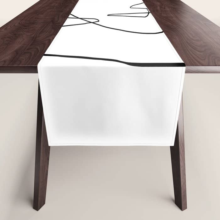 Abstract Head, Minimalist Line Art Table Runner