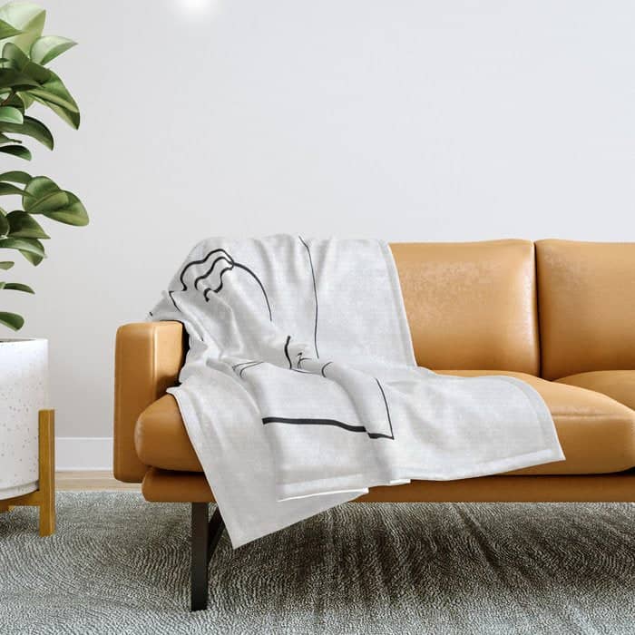 Abstract Head, Minimalist Line Art Throw Blanket