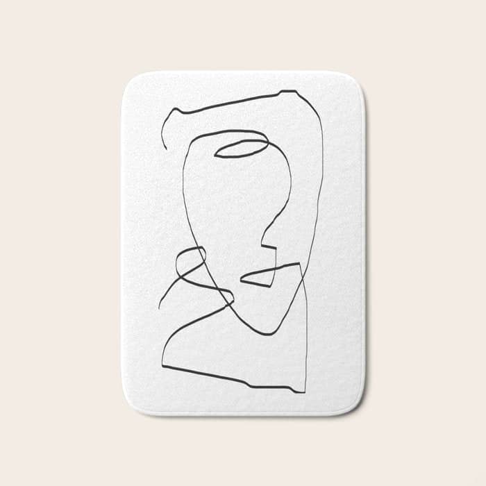 Abstract Head, Minimalist Line Art Bath Mat