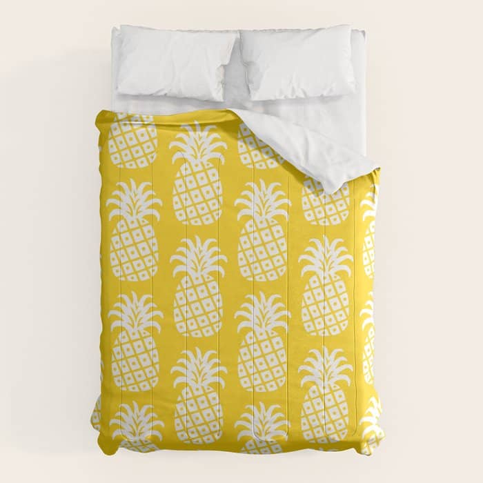 Mid Century Modern Pineapple Pattern Yellow Comforter