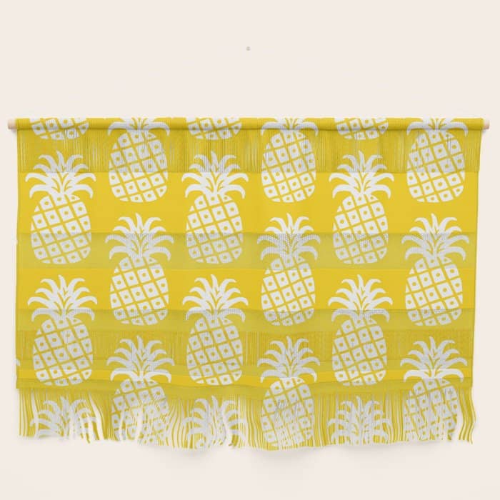 Mid Century Modern Pineapple Pattern Yellow Wall Hanging