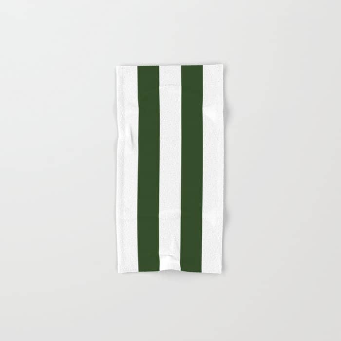 Large Dark Forest Green And White Circus Tent Stripes Bath Towel