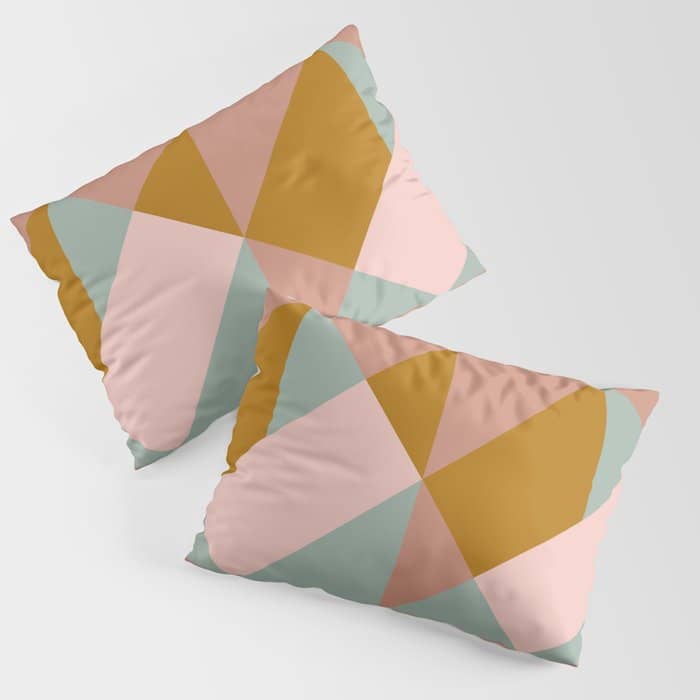 Retro Geometric Triangles In Earthy Pastels Pillow Sham