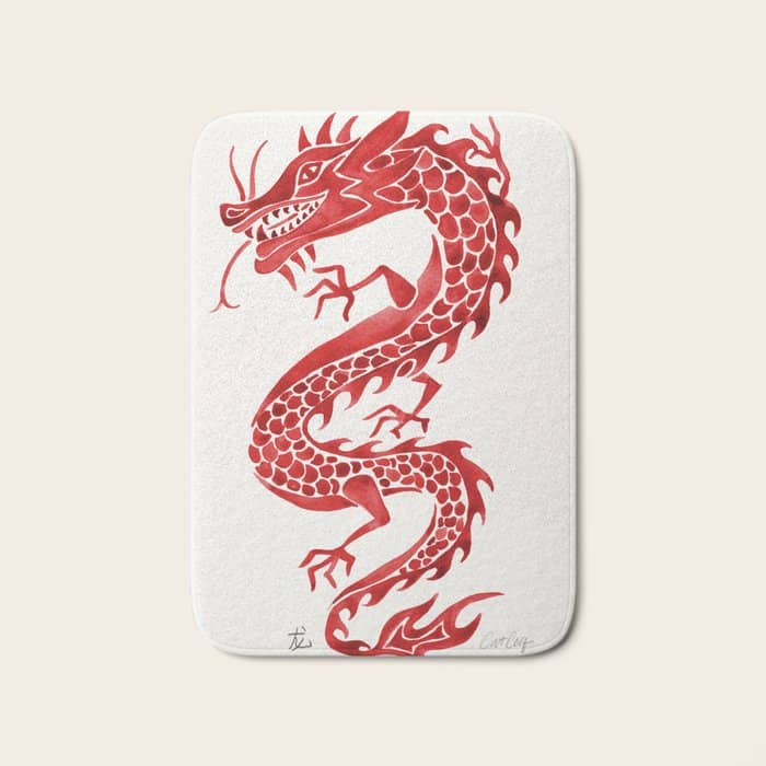 Chinese Dragon - Crimson Palette Bath Mat