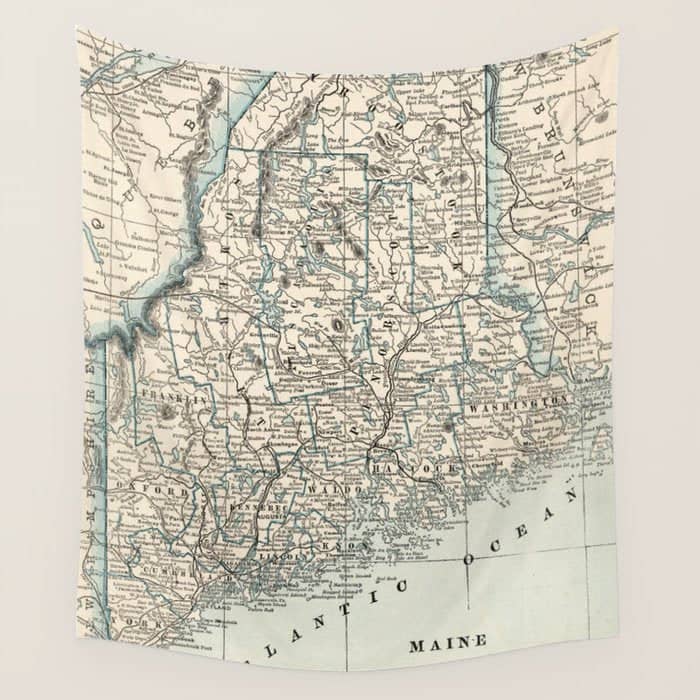 Vintage Map Of Maine (1893) Wall Tapestry