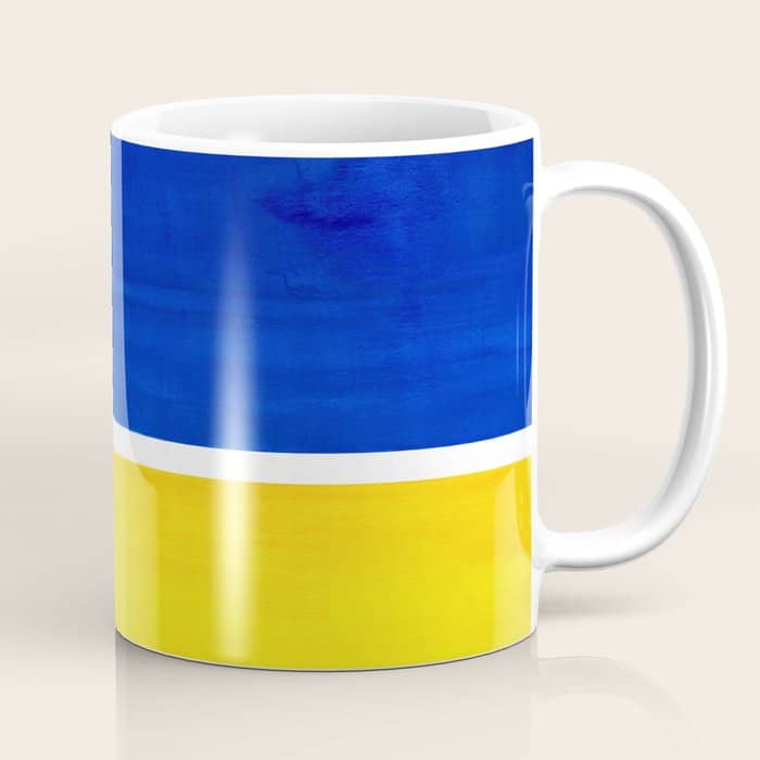 Colorful Bright Minimalist Rothko Blue Yellow Midcentury Modern Art Vintage Pop Art Coffee Mug