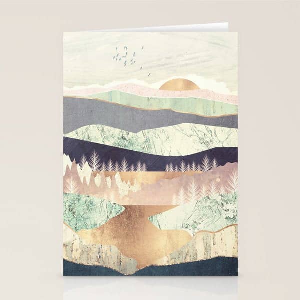 Golden Spring Reflection Stationery Card