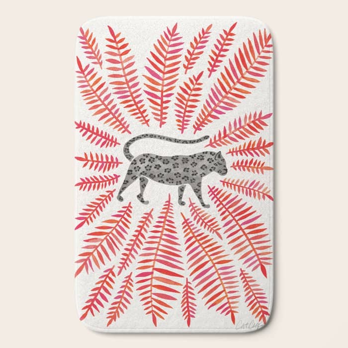 Black Jaguar - Red Leaf Palette Bath Mat