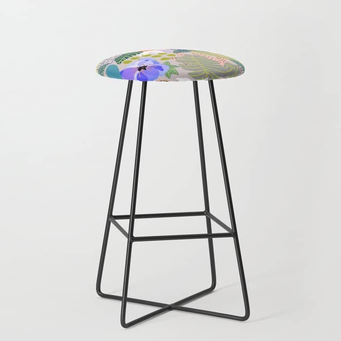 Wander, Floral Colorful Summer Modern Bohemian Illustration, Nature Blush Botanical Tropical Garden Stool