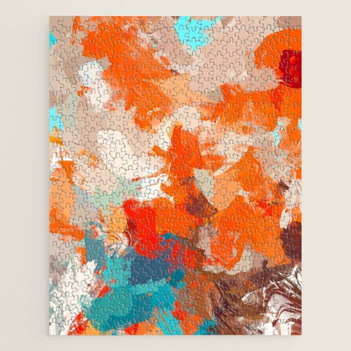 Pleasure, Abstract Painting Summer, Positivity Modern Bohemian Pop Of Color Bright Good Vibes Jigsaw Puzzle