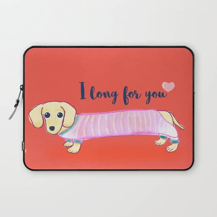 Valentine'S Day Dachshund Dog Laptop Sleeve