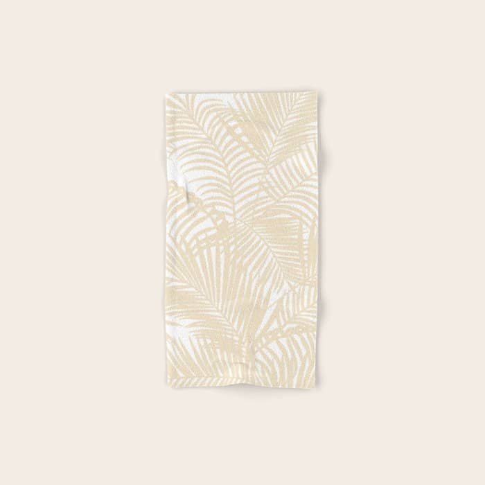 Modern Tropical Elegant Ivory Palm Tree Pattern Bath Towel