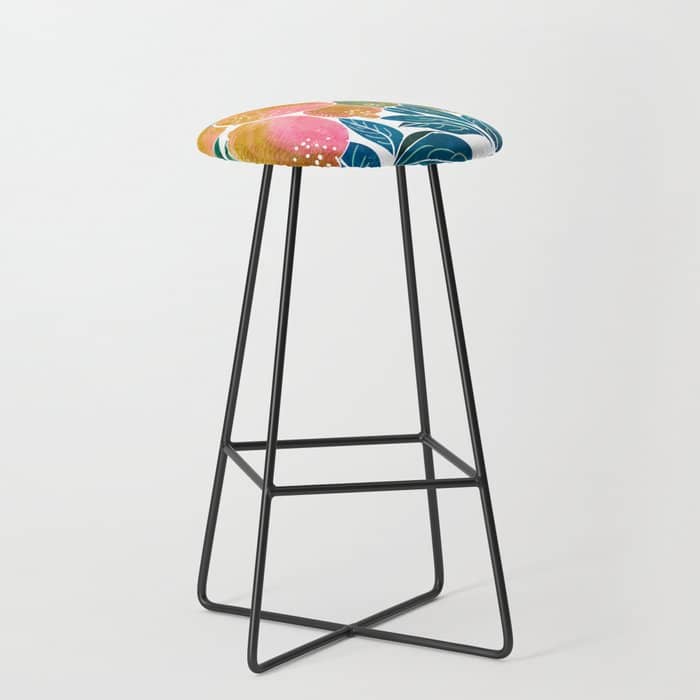Lemons | Watercolor Modern Boho Botanical Painting | Pastel Summer Jungle Garden Juicy Fresh Stool
