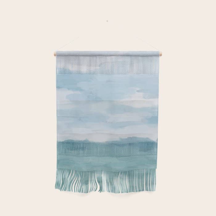 Ocean Clouds - Mint Blue White Gray Abstract Wall Art Painting Wall Hanging