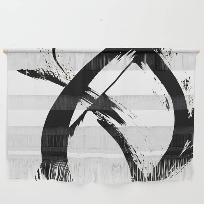 Brushstroke 7: A Minimal, Abstract, Black And White Piece Wall Hanging