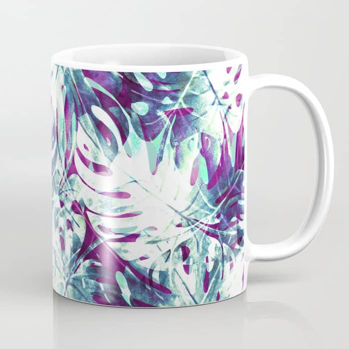 Abstract Leaf Monstera Violet Coffee Mug