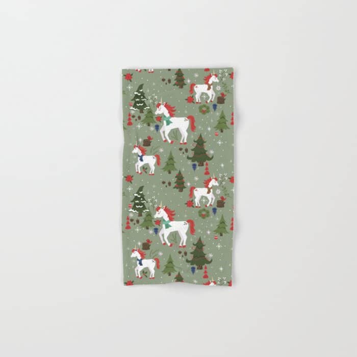 Christmas Winter Unicorn Pattern Bath Towel