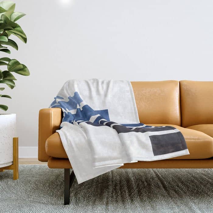 Navy Purple Blue Midcentury Modern Minimalist Staggered Stripes Rectangle Geometric Aztec Pattern Wa Throw Blanket