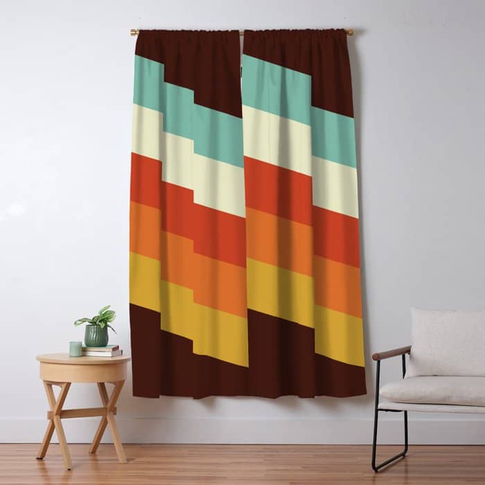 Renpet - Colorful Classic Abstract Minimal Retro 70s Style Stripes Design Window Curtain