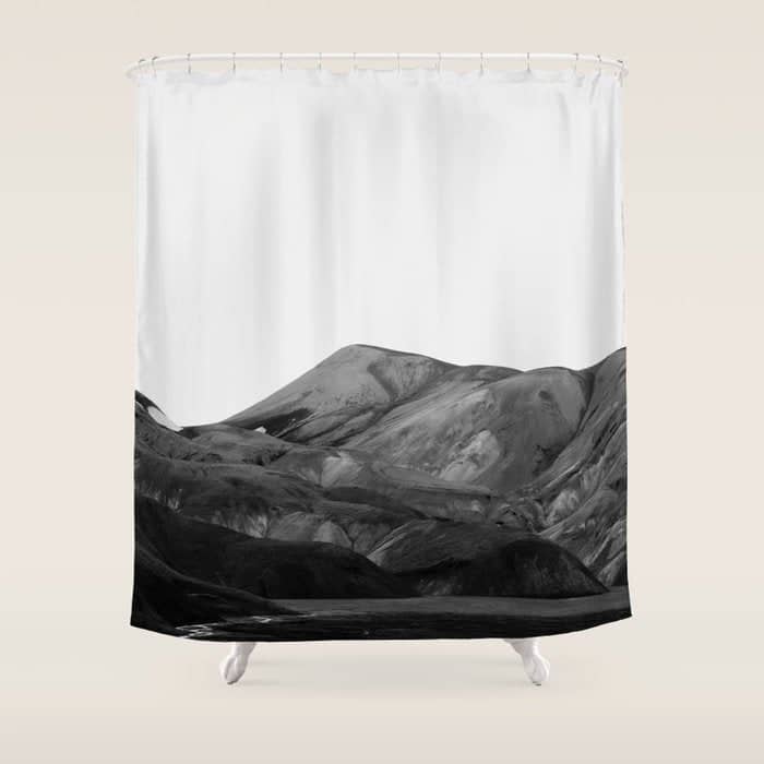 Mountain Range, Minimalist Art, Mountain Shower Curtain
