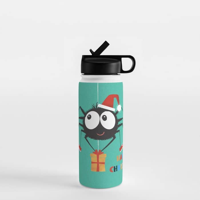 Happy Christmas Santa Spider Water Bottle