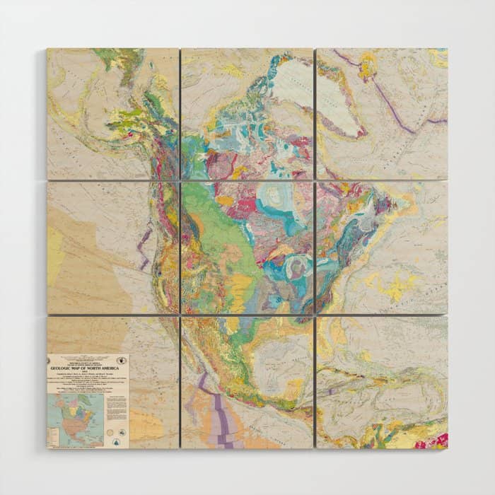 Usgs Geological Map Of North America Wood Wall Art
