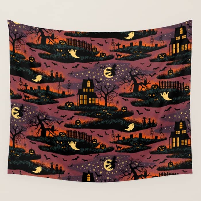 Halloween Night - Bonfire Glow Wall Tapestry