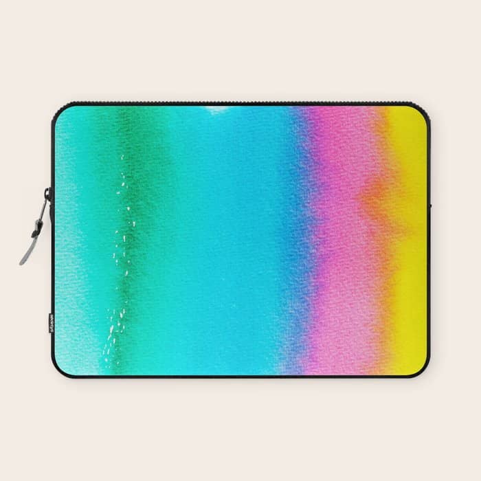 Rainbow, Watercolor Painting Abstract Colorful Fun, Urban Eclectic Contemporary Party Bohemian Laptop Sleeve