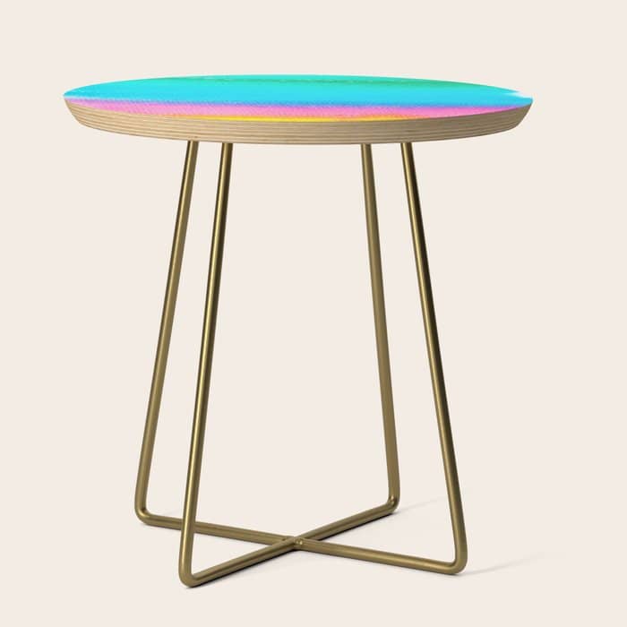 Rainbow, Watercolor Painting Abstract Colorful Fun, Urban Eclectic Contemporary Party Bohemian Side Table