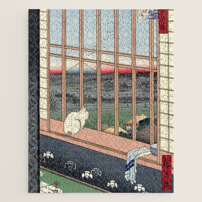 Utagawa Hiroshige Japanese Woodblock Cat Print Jigsaw Puzzle