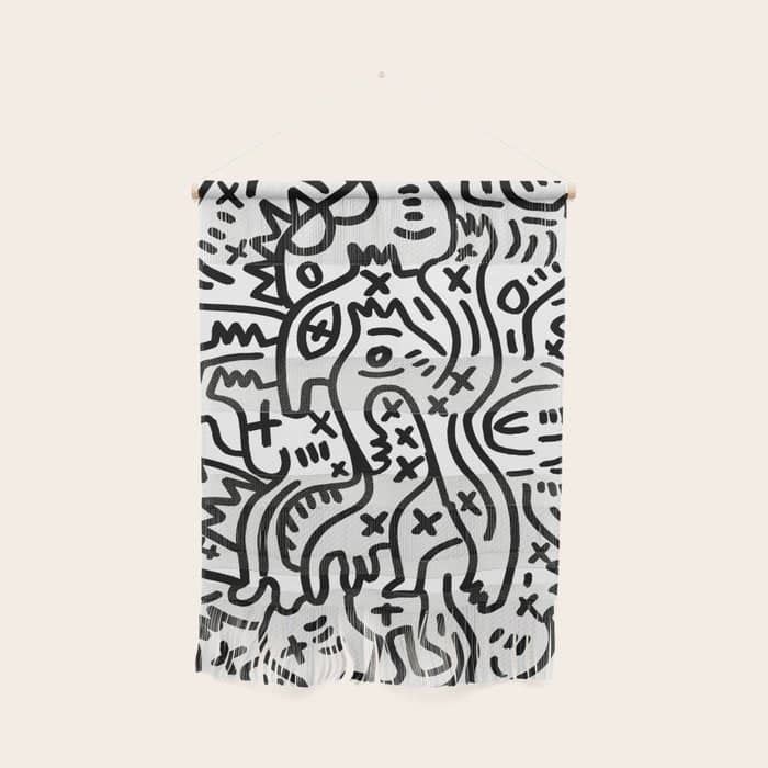 Graffiti Street Art Black And White Wall Hanging