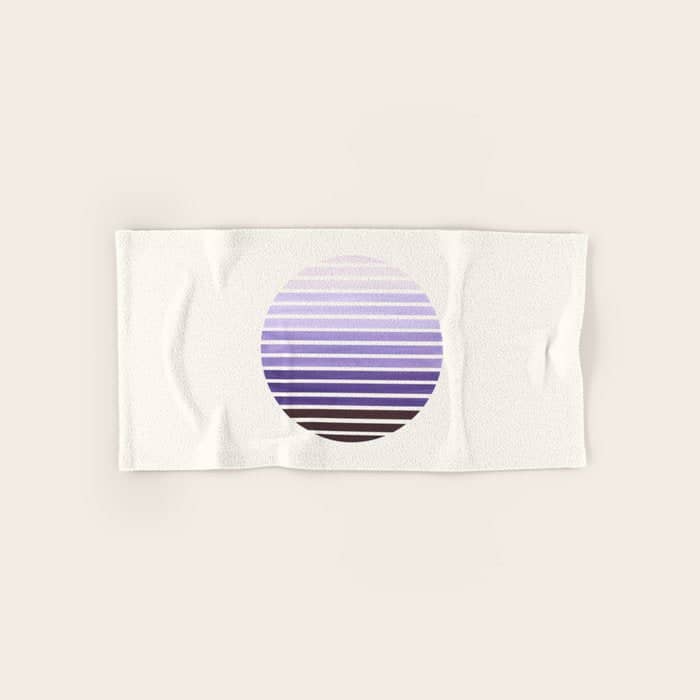 Purple Mid Century Modern Minimalist Scandinavian Colorful Stripes Geometric Pattern Round Circle Fr Bath Towel