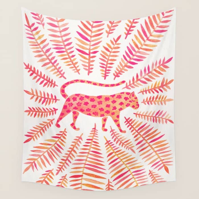 Jaguar - Pink Ombrã© Palette Wall Tapestry