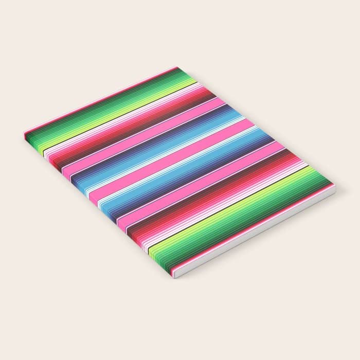 Pink Mexican Serape Blanket Stripes Notebook