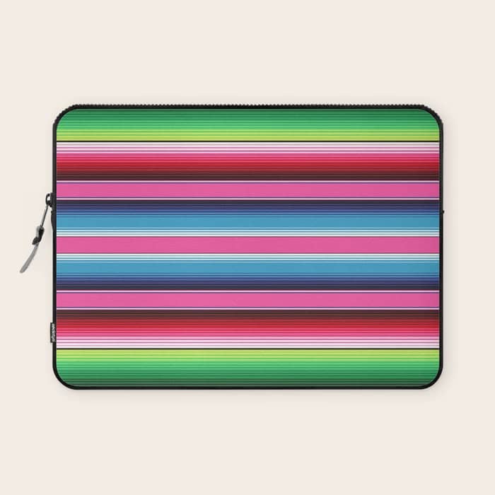 Pink Mexican Serape Blanket Stripes Laptop Sleeve