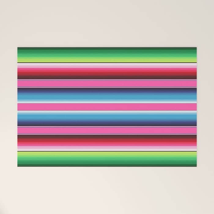 Pink Mexican Serape Blanket Stripes Welcome Mat