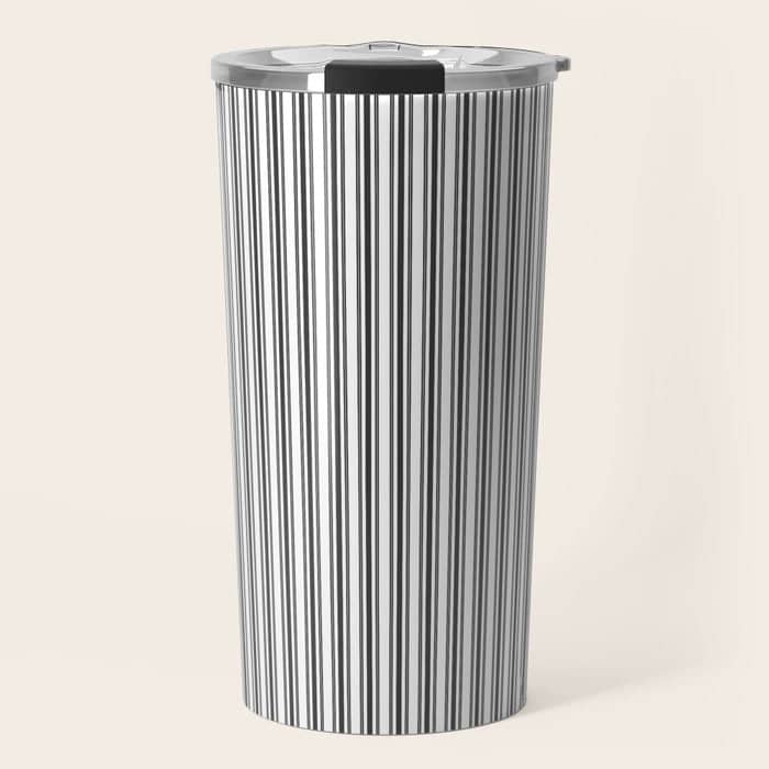 Trendy French Black And White Mattress Ticking Double Stripes Travel Mug