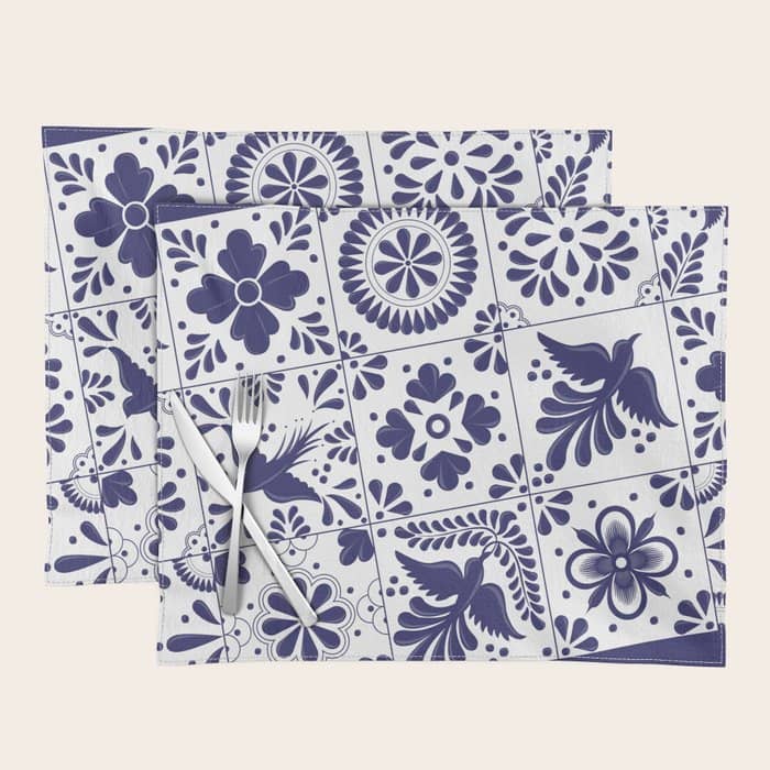 Mexican Talavera Blue Tiles Pattern By Akbaly Placemat