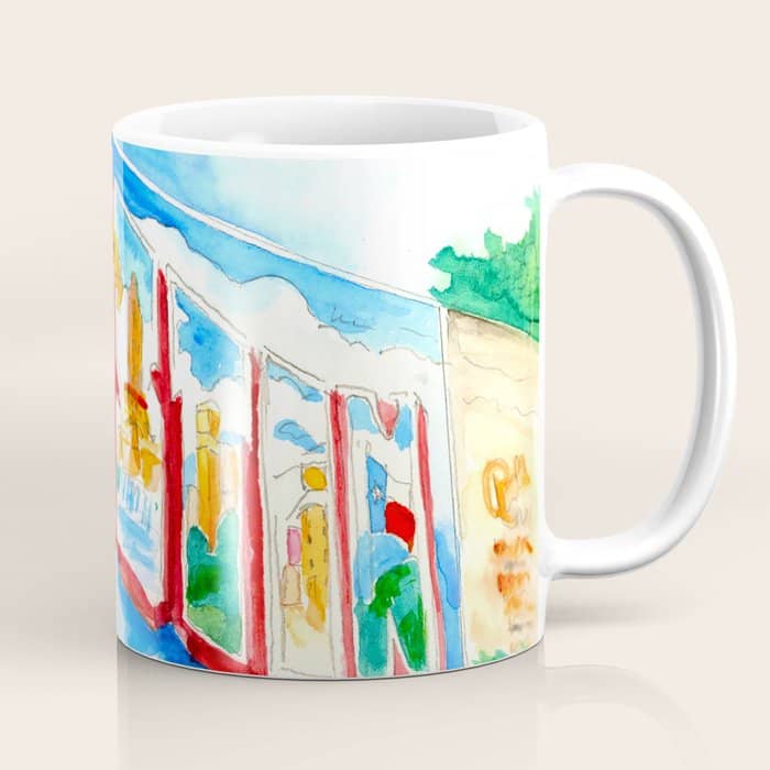 Greetings From Austin Mural Watercolor Coffee Mug