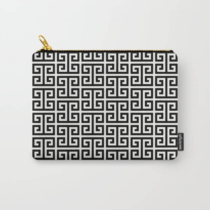 Black And White Greek Key Pattern Carry All Pouch