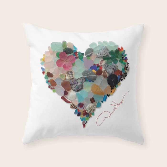 Love -  Sea Glass Heart A Unique Birthday & FatherâS Day Gift Throw Pillow