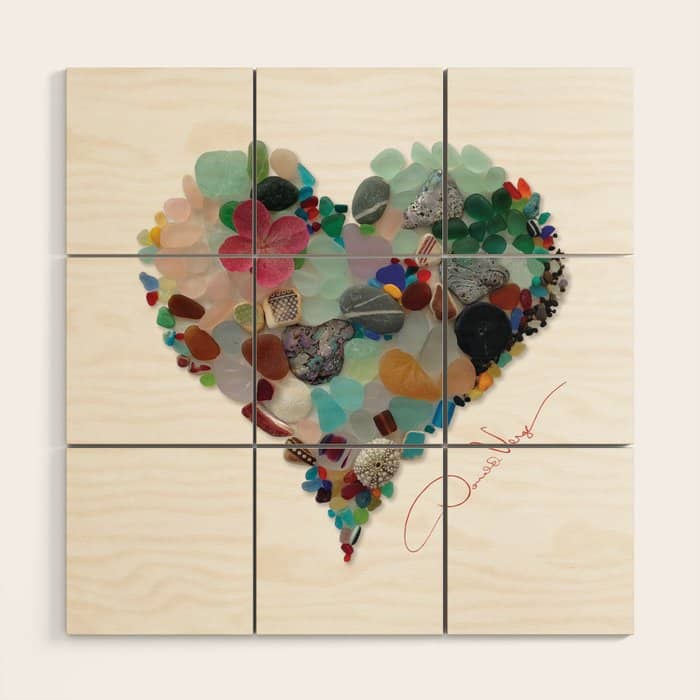 Love -  Sea Glass Heart A Unique Birthday & FatherâS Day Gift Wood Wall Art